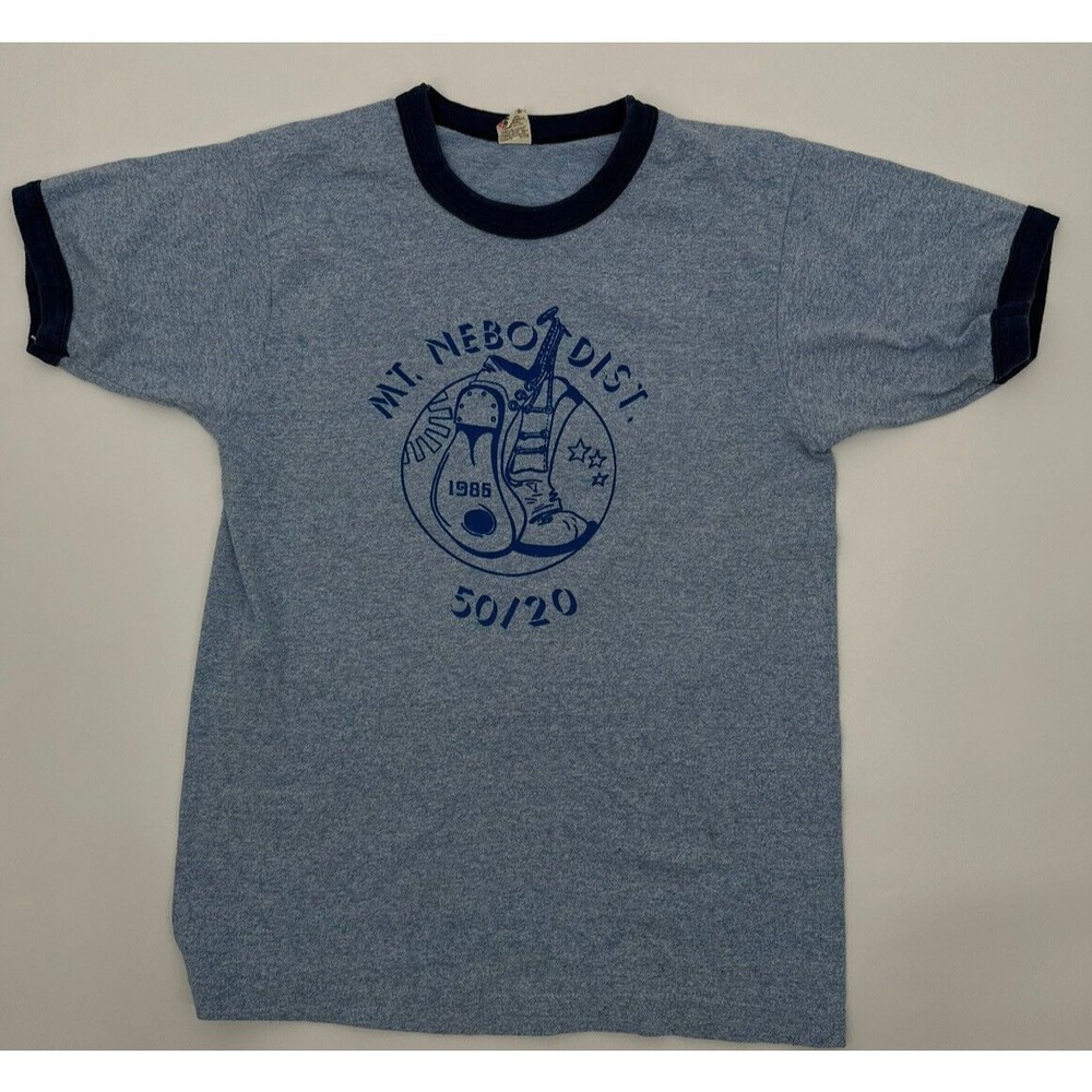 1980’s Screen Stars Tee Shirt Royal two tones (Medium) blue with Navy… - Picture 7 of 11